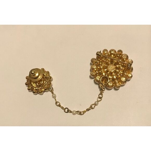 Vintage Avon President’s Club PC Award Pearl & Rhinestone Chatelaine Pin/Brooch - Picture 2 of 2